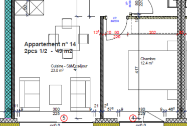 Appartement de 2.5 pièces au 1er étage - lot n° 23 d'env. 49m2